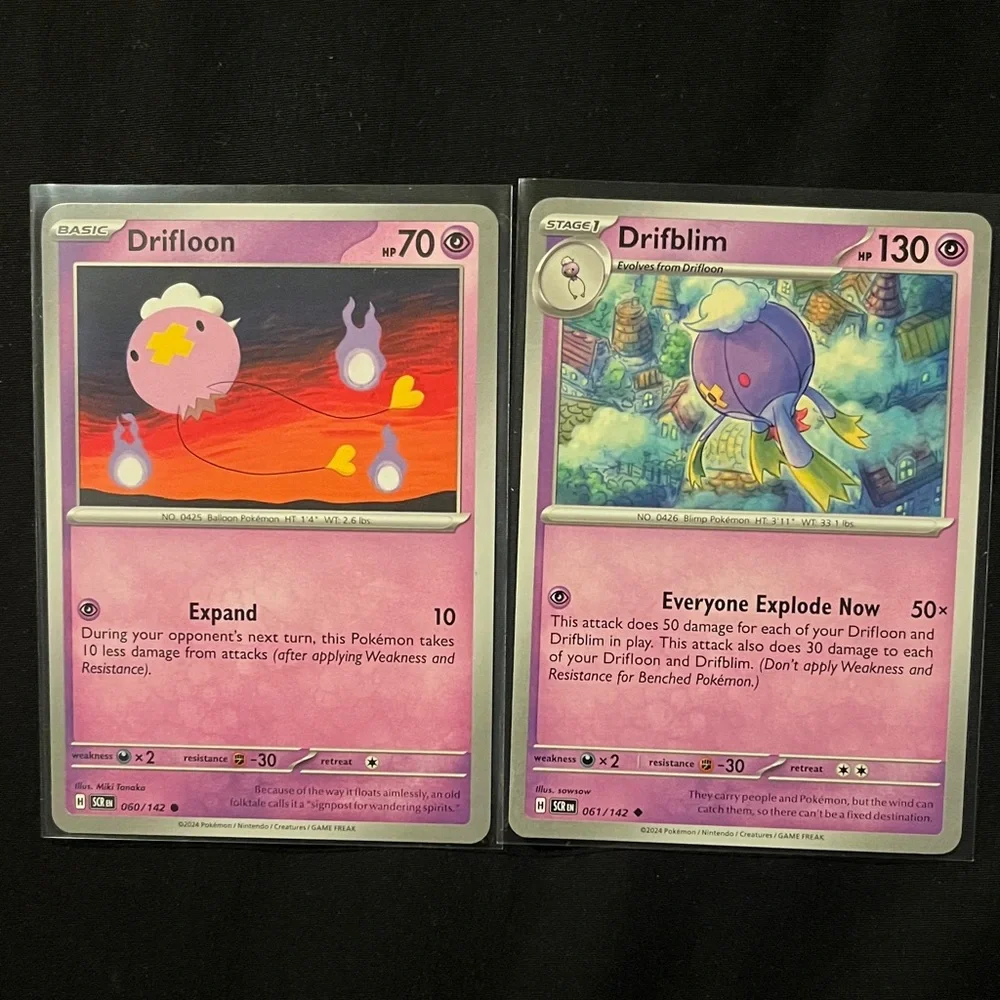 POKEMON CARDS - SV07: STELLAR CROWN 2024 DRIFLOON #60/142 & DRIFBLIM #61/142